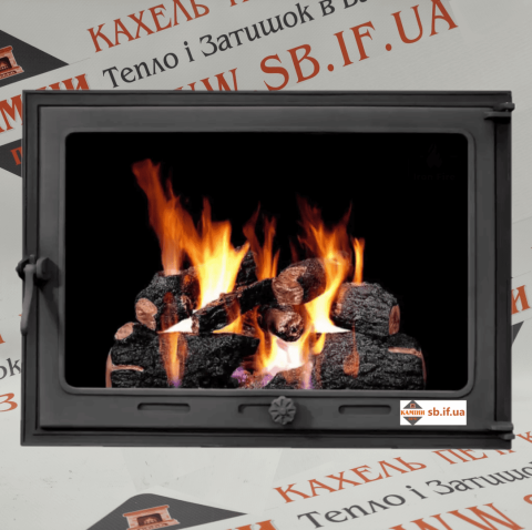 Дверцята чавунні для каміна з вогнетривким склом Iron Fire Дверцята топкові чавунні Style 75 730х540 мм, КАХЕЛЬ. ПЕЧІ. КАМІНИ, м.Івано-Франківськ