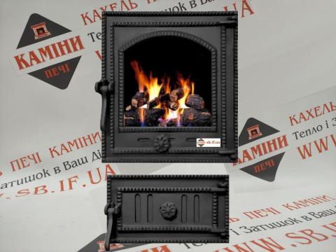 Комплект чавунні дверцята з вогнетривким склом Iron Fire Style 35 350х390 мм + піддувальні 315х180 мм, КАХЕЛЬ. ПЕЧІ. КАМІНИ, м.Івано-Франківськ