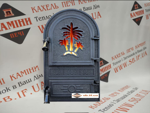 Дверцята чавуннa пічнa «Palm» Дверцята чавунні пічні Iron Fire Дверцята для печі зі склом 305х520 мм, КАХЕЛЬ. ПЕЧІ. КАМІНИ, м.Івано-Франківськ